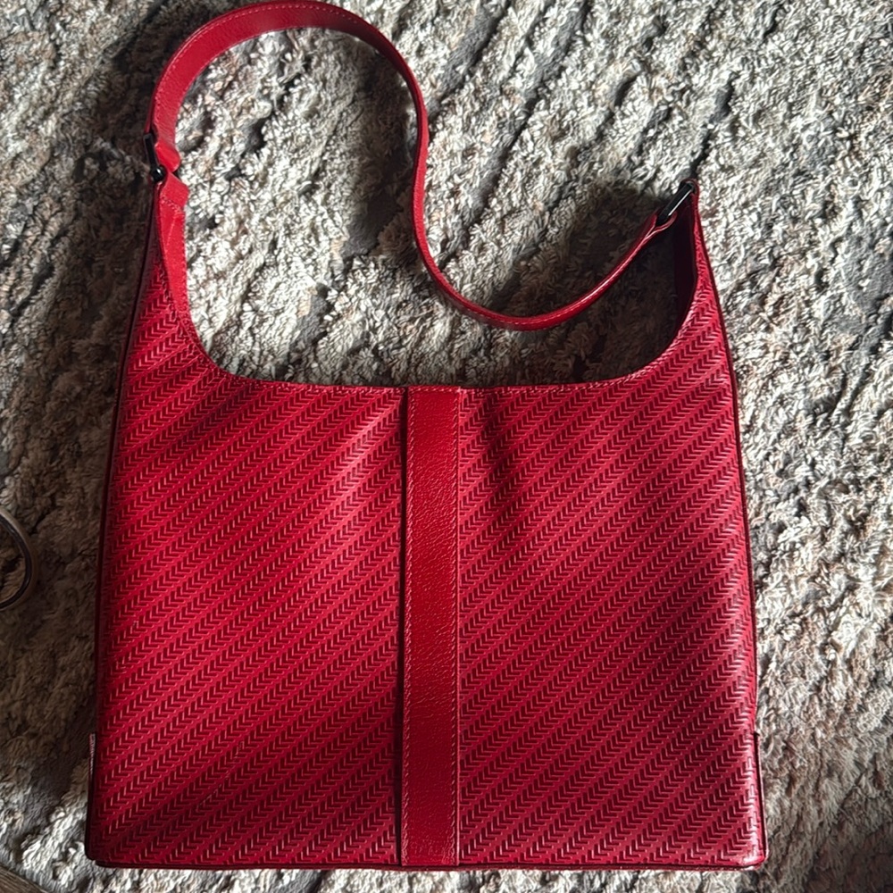 Lancel Paris timeless classic authentic red shoulder bag like new